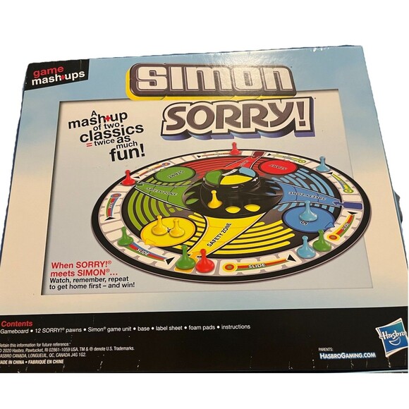 Simon Sorry! Game Mash+Ups Board Game By Hasbro Gaming Used 100% Complete - Picture 2 of 11